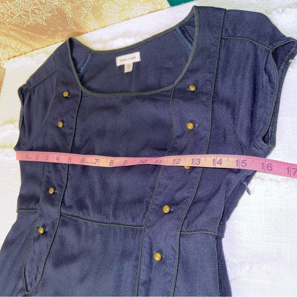 Silence + Noise Navy Midi Dress with Button Accents - Picture 5 of 9